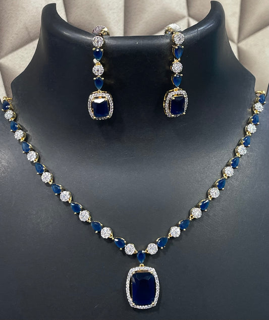 Jewellery Set for Women American Diamond Necklace Gift Set for Women, Pendant Set with Stud Earring, Valentine Gift for Girls