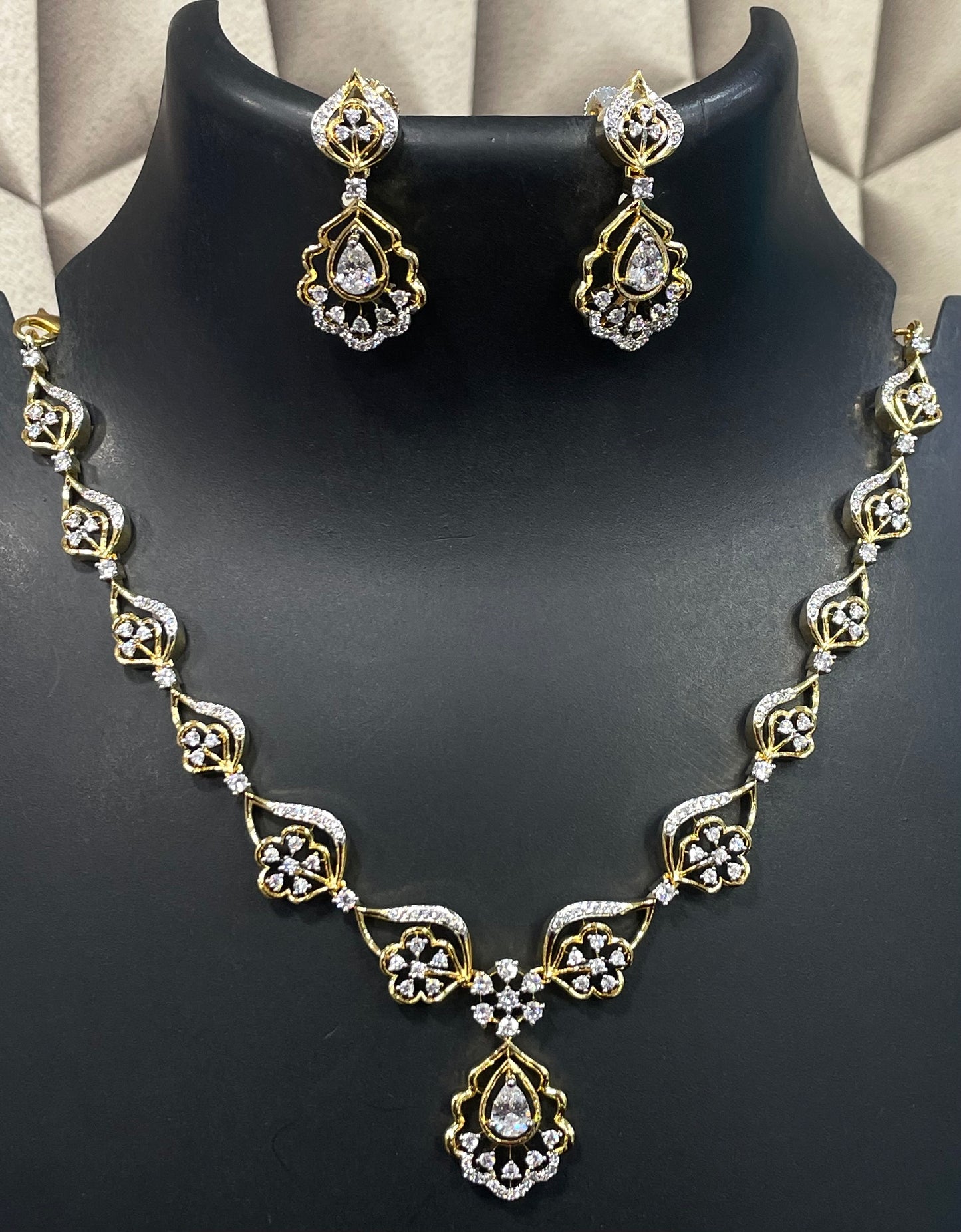 Jewellery Set for Women American Diamond Necklace Gift Set for Women, Pendant Set with Stud Earring, Valentine Gift for Girls