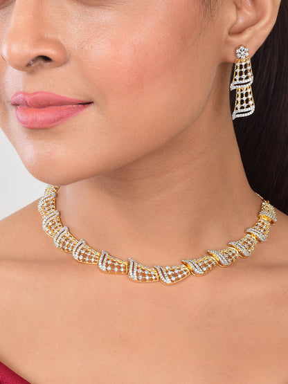 Jewellery Set for Women American Diamond Necklace for Women, Pendant Set with Stud Earring, Valentine Gift for Girls